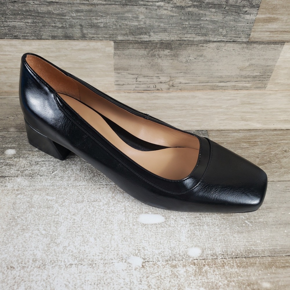 Naturalizer‎ Huntley Womens Pump Sz 10 W Black Faux Leather Slip On Block Heel